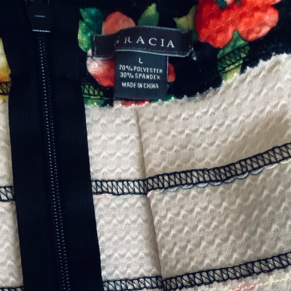 Gracia Floral Pleated Bandage Skirt Flared Maximalist Flowers Size L Large - Picture 5 of 6